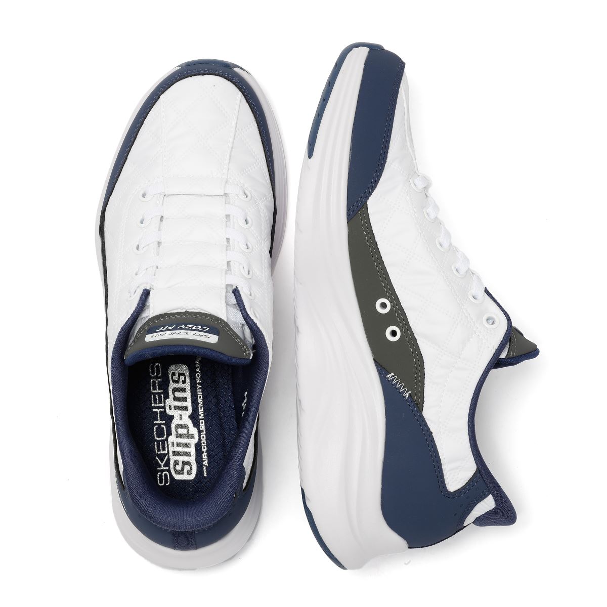 Skechers Slip-Ins Contour Foam Cozy Fit Women's White/Navy Sneakers
