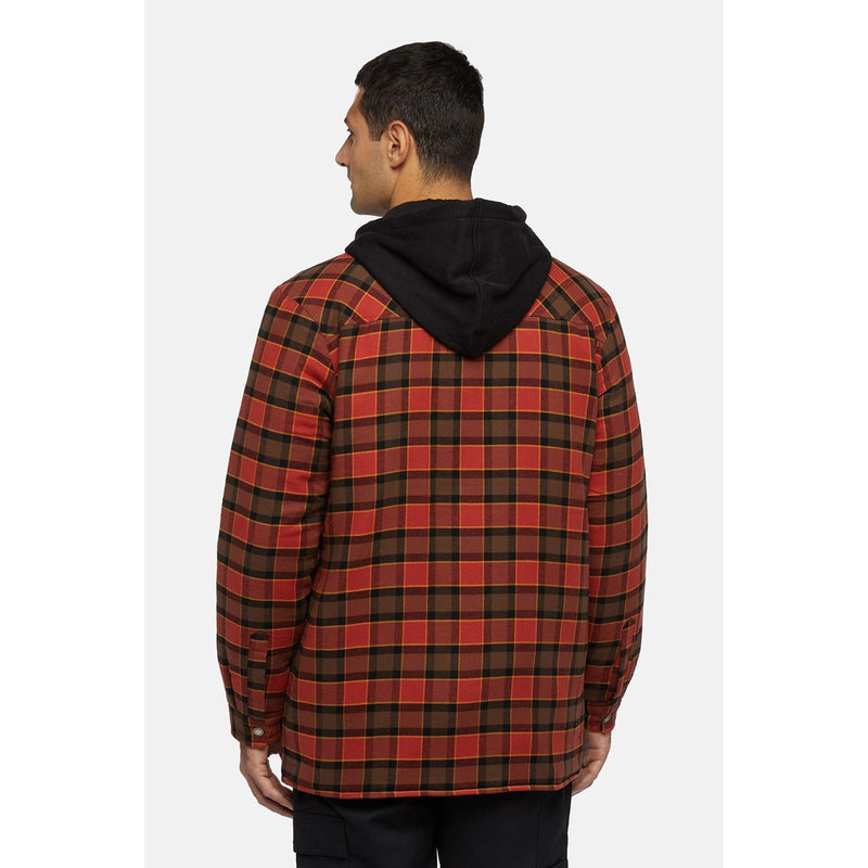 Dickies Fleece Hooded Flannel Shirt Men's Red Shirt Jacket