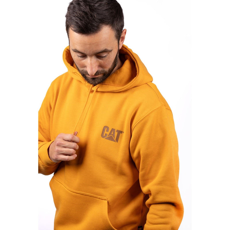 Caterpillar Trademark Banner Cotton Men's Yellow Hooded Sweatshirt