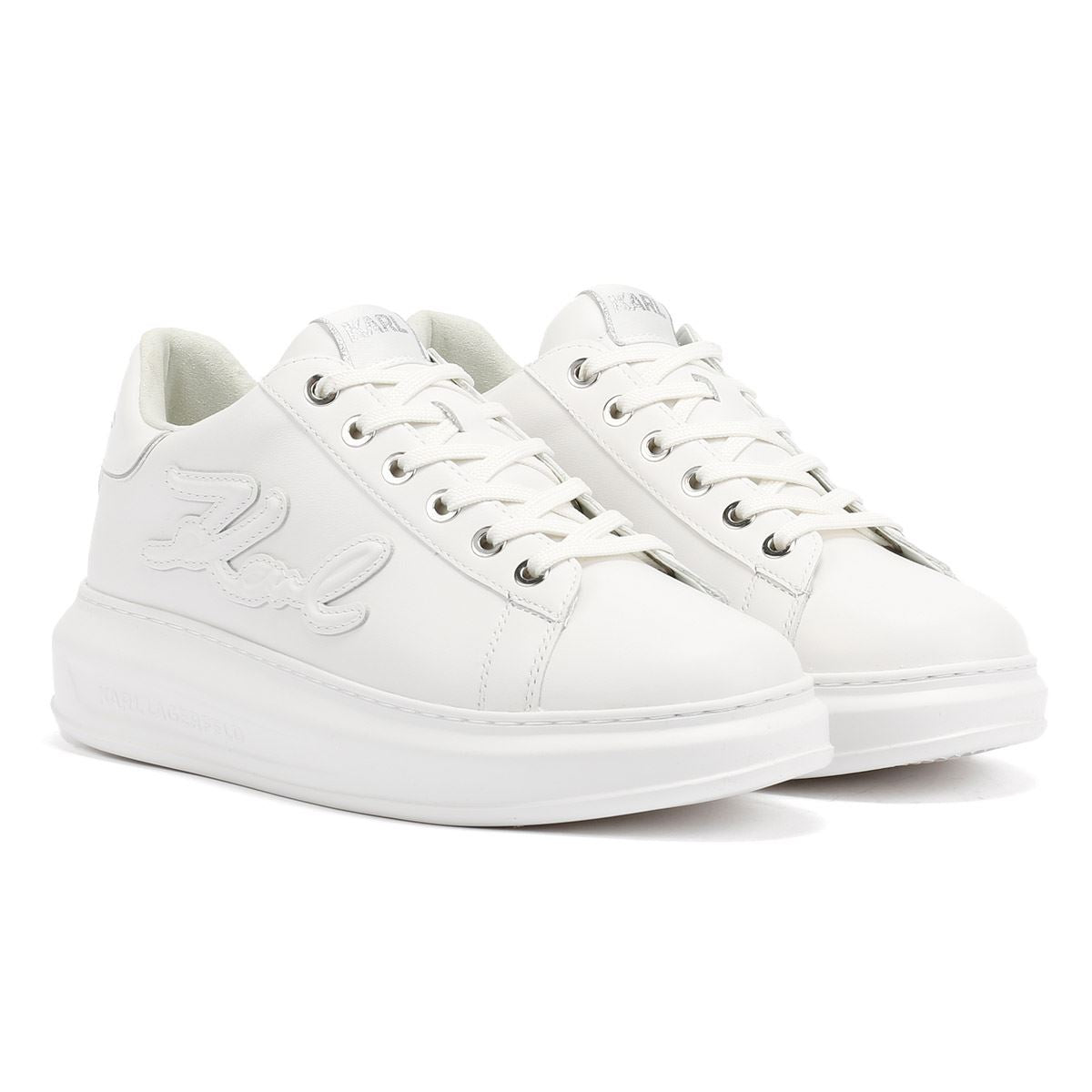 Karl Lagerfeld Kapri Signia Emboss Lo Lace Leather Women's White Sneakers