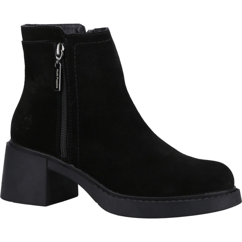 Hush Puppies Adele Suede Women's Black Heeled Ankle Boots