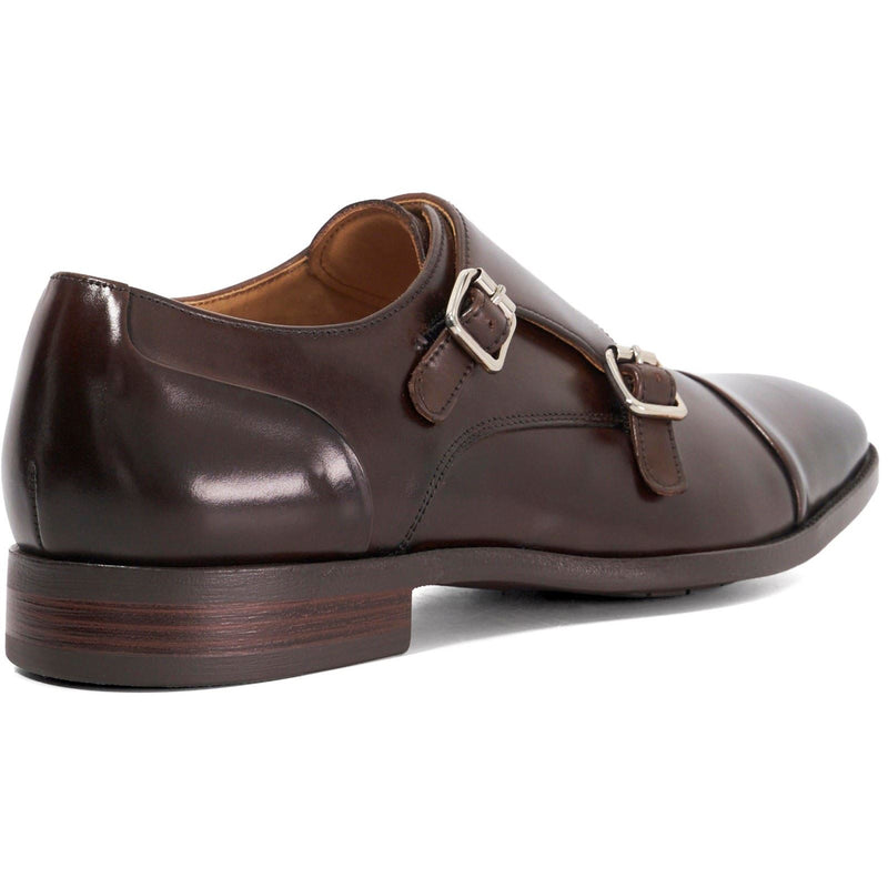Dune Satchin Leather Men's Dark Brown Double Monk Shoes