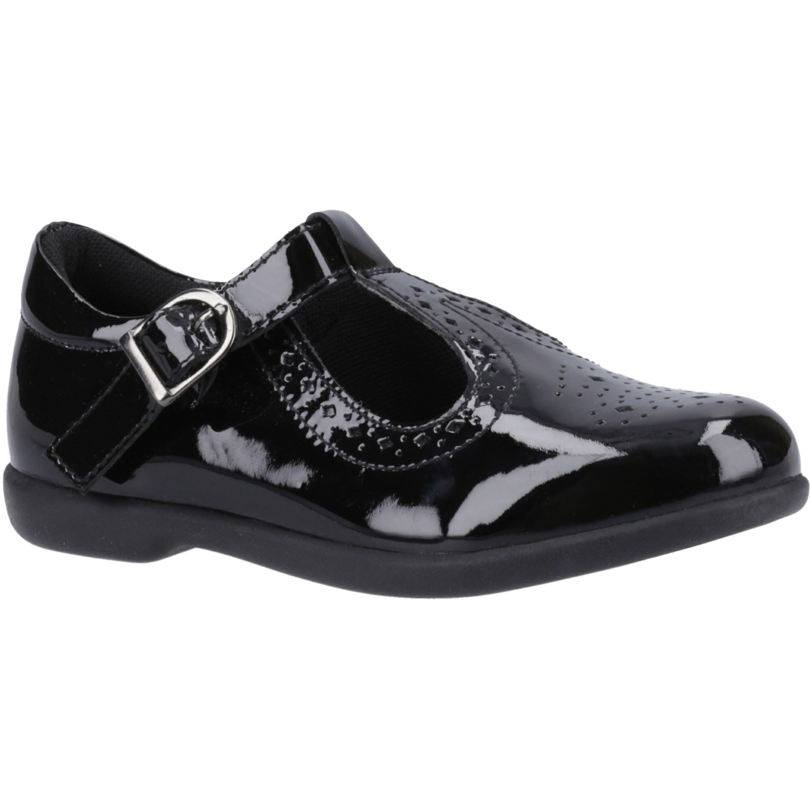 Hush Puppies Britney Patent Senior Leather Girls's Black Shoes