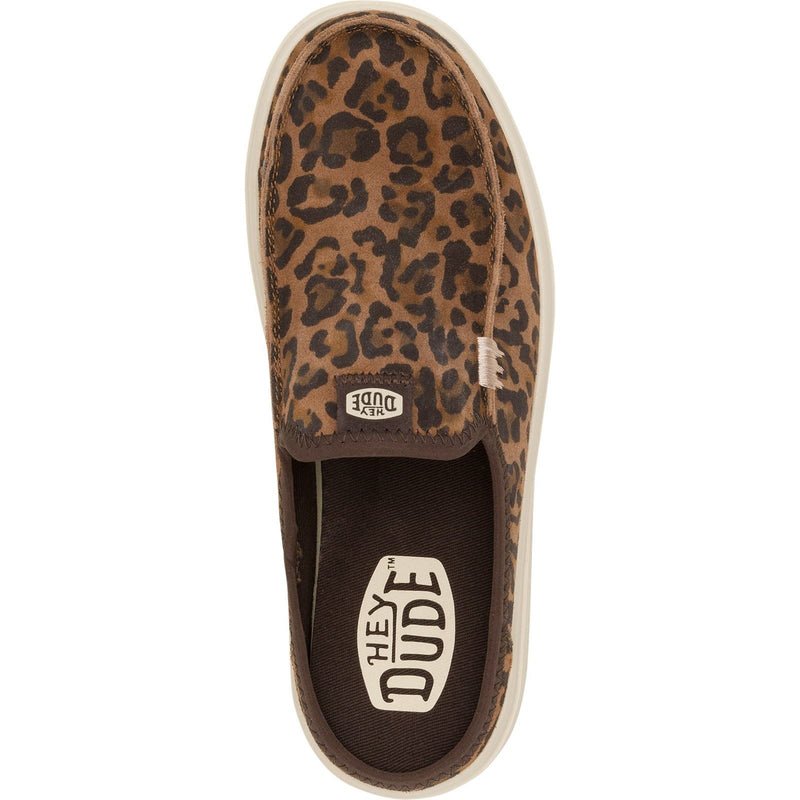 HEYDUDE Austin Lift Classic Leather Women's Brown Leopard Mules