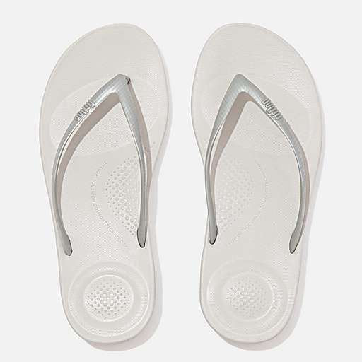 FitFlop Iqushion Ergonomic Women's Silver Flip Flops