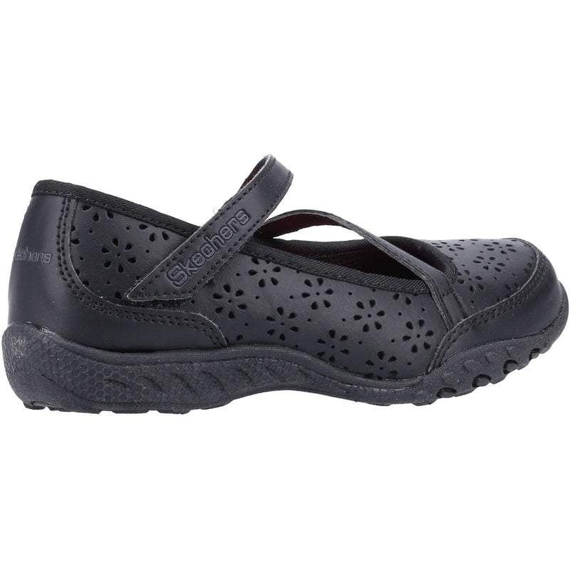 Skechers Breathe-Easy Playground Poppies Leather Girls's Black Shoes