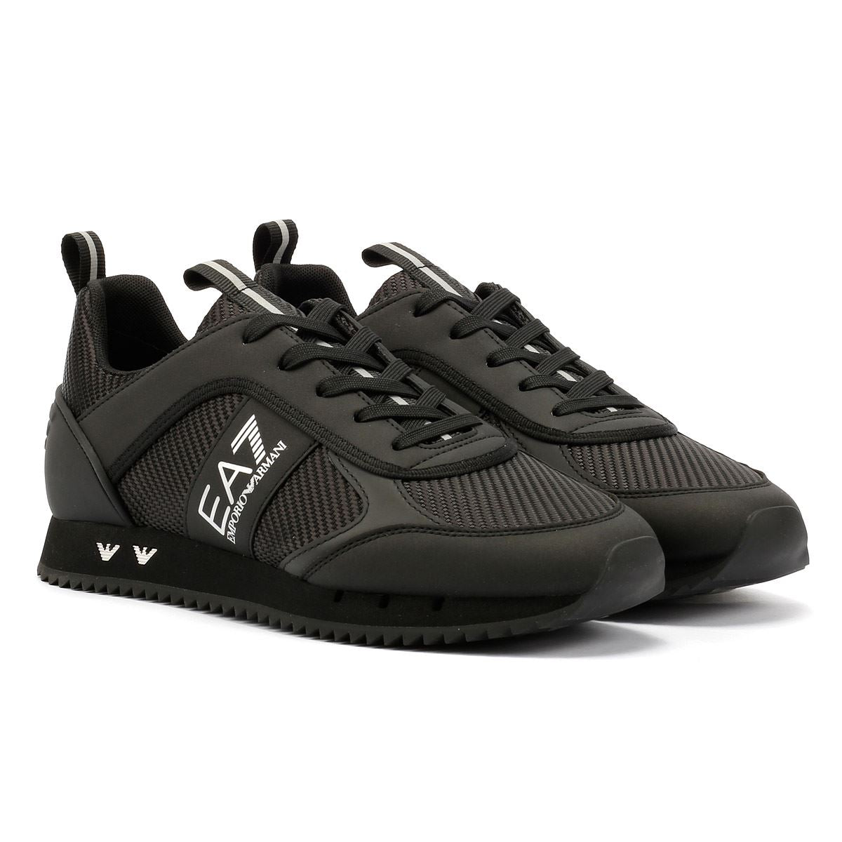 EA7 Black & White Carbon Men's Black/Silver Sneakers