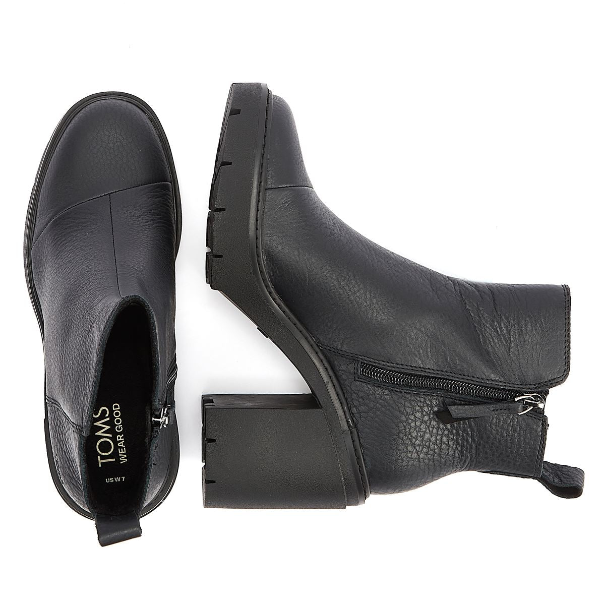 TOMS Rya Leather Women's Black Boots