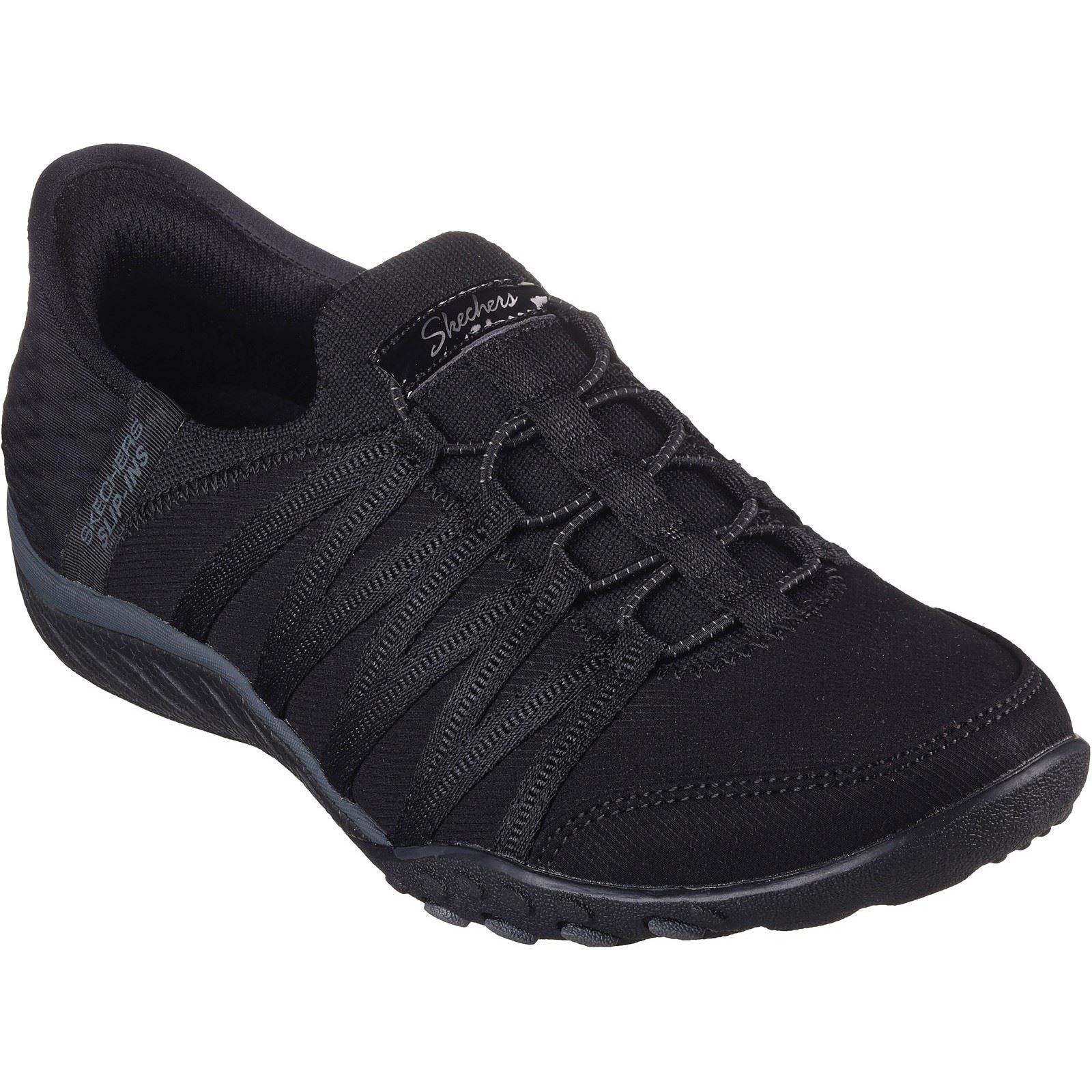 Skechers Breathe-Easy - Roll-With-Me Textile Women's Black Sneakers