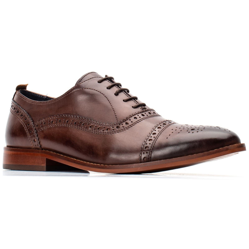 Base London Cast Washed Leather Men's Brown Brogues Shoes