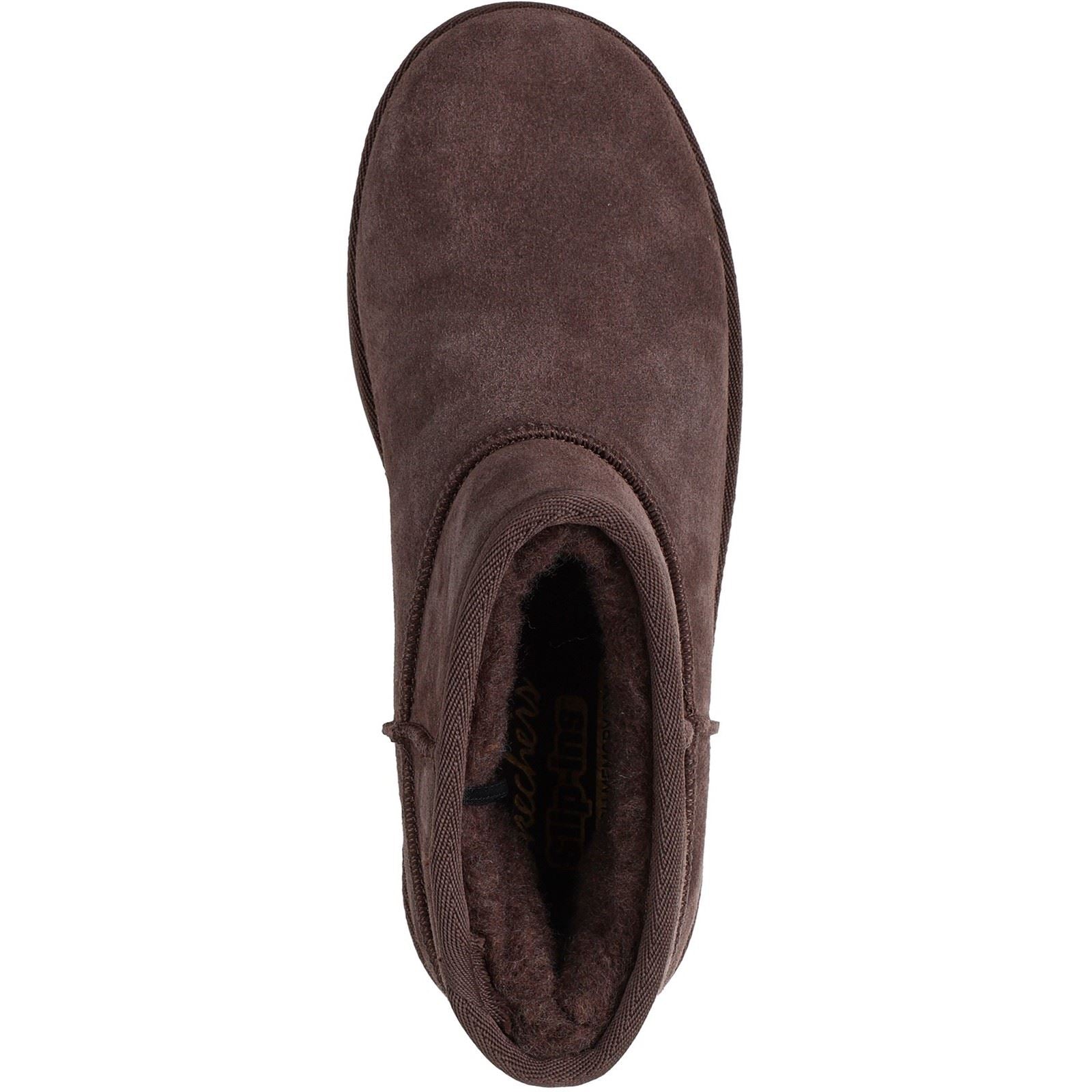 Skechers Keep Cozy Leather Women's Chocolate Winter Ankle Boots