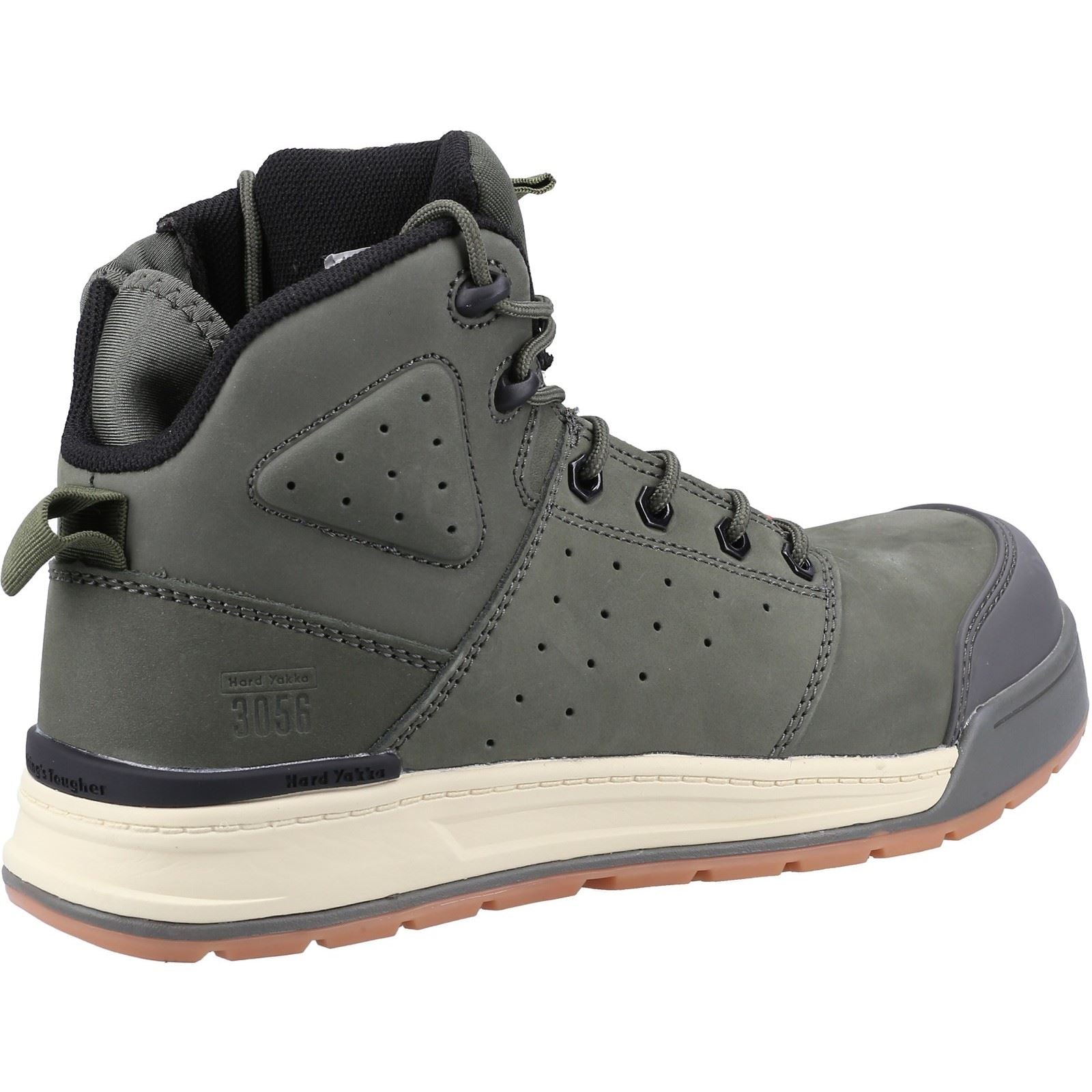Hard Yakka 3056 Lace Zip Leather Olive Safety Boots