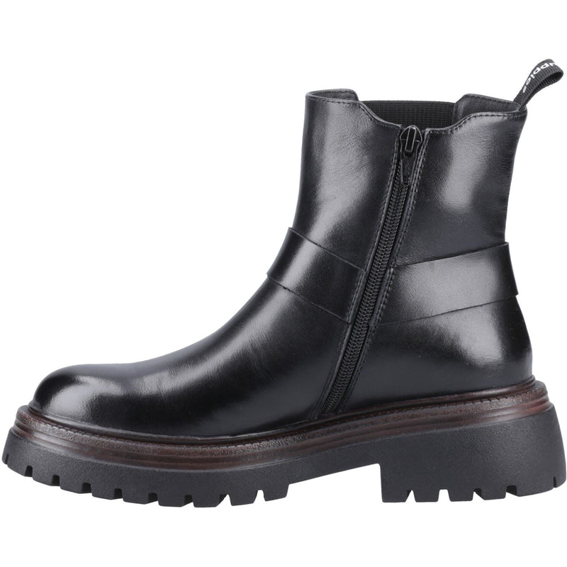 Hush Puppies Raye Leather Women's Black Leather Flat Chelsea Boots