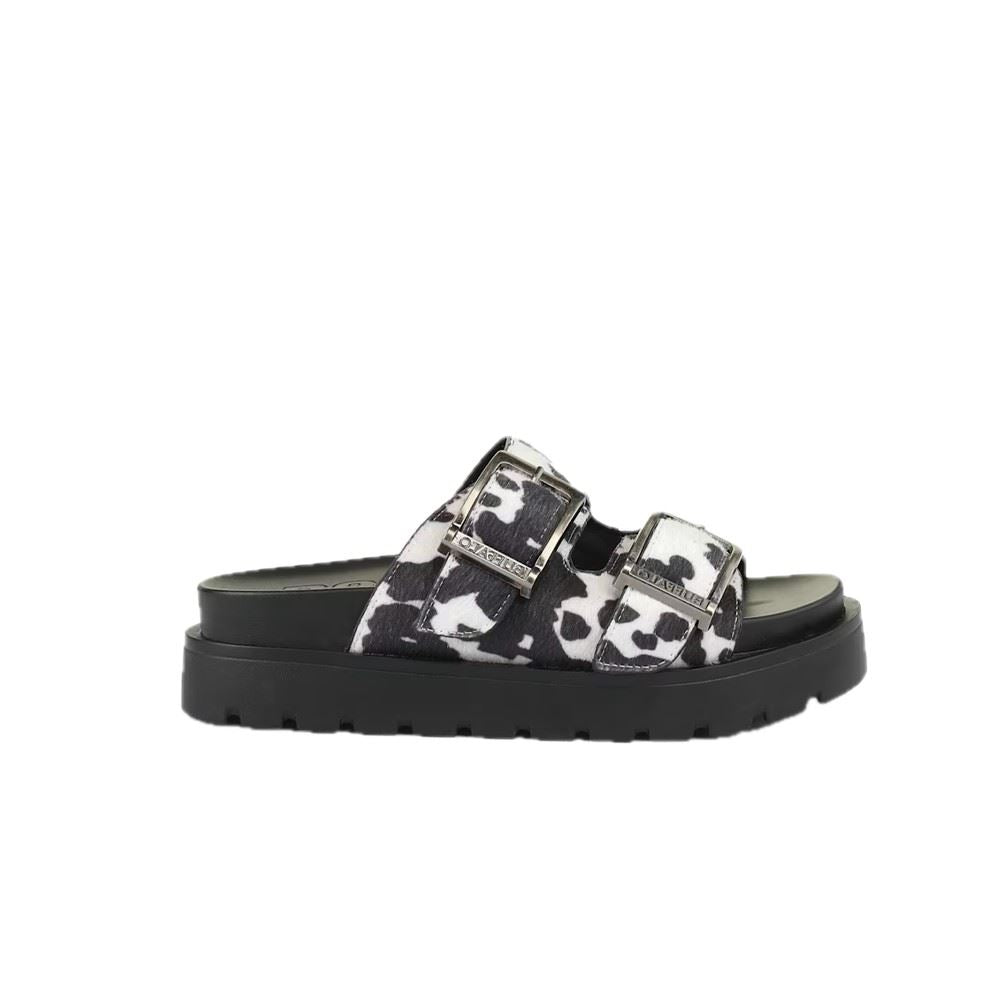 Buffalo Raya Ari Women's Black/White Cow Sandals
