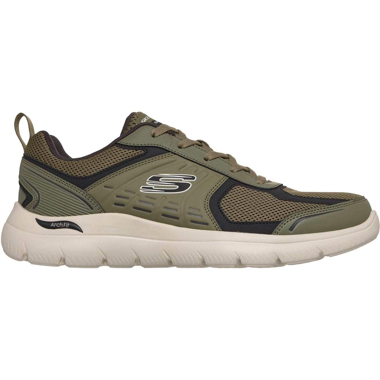 Skechers Arch Fit Summits Leege Leather Men's Olive Leather/Pu/Mesh Trainers