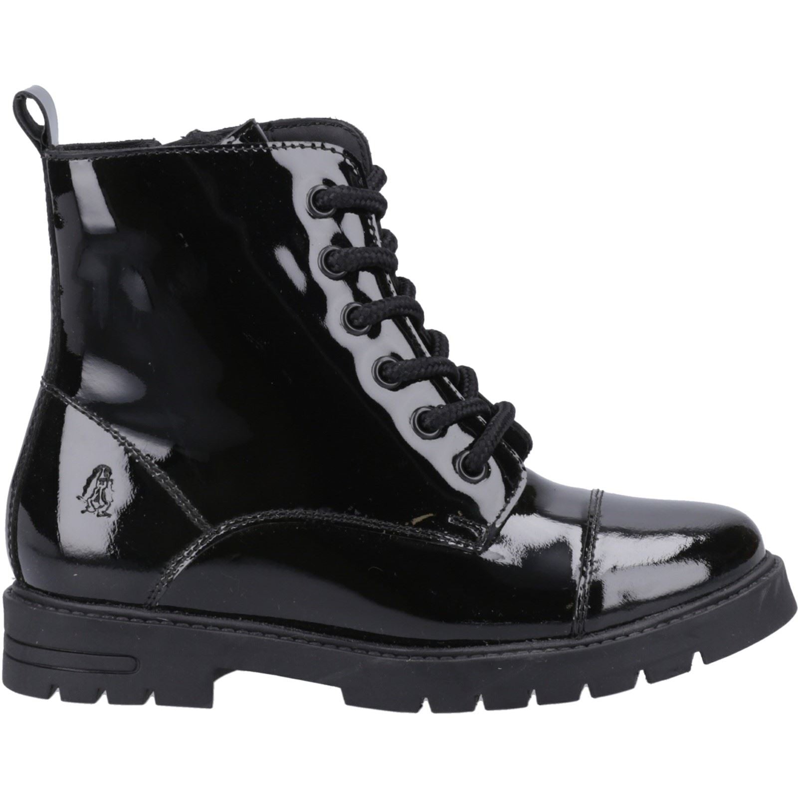 Hush Puppies Lauren Patent Senior Leather Girls's Black Boots