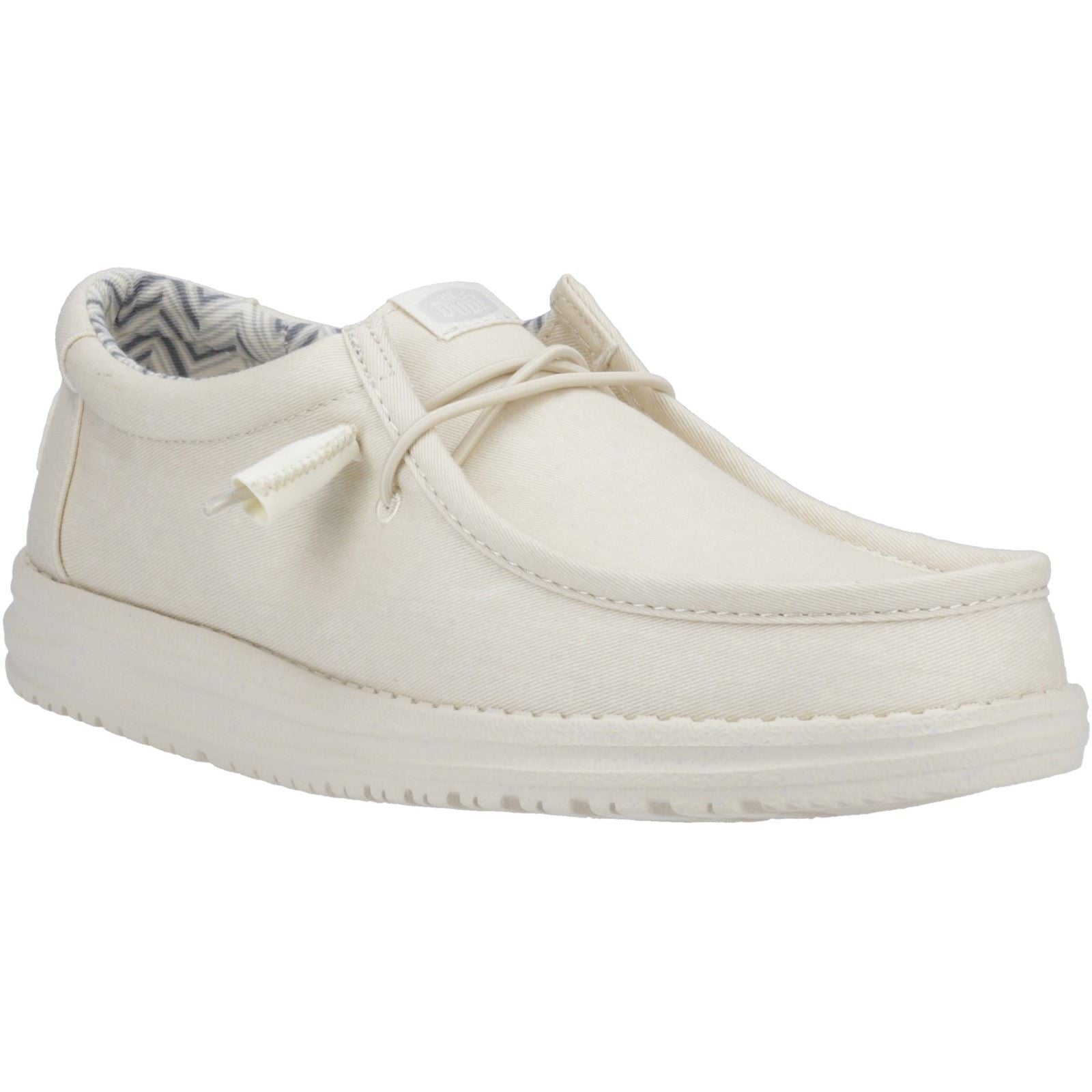 HEYDUDE Wally Canvas 100% Cotton Men's Stone White Boat Shoes