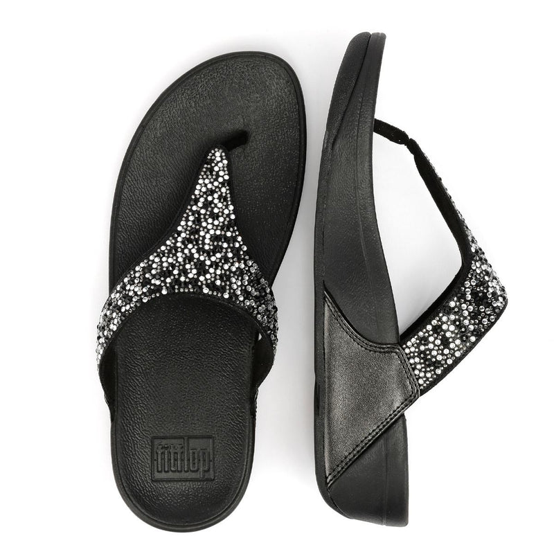 FitFlop Lulu Crystal Mix Women's Black Sandals