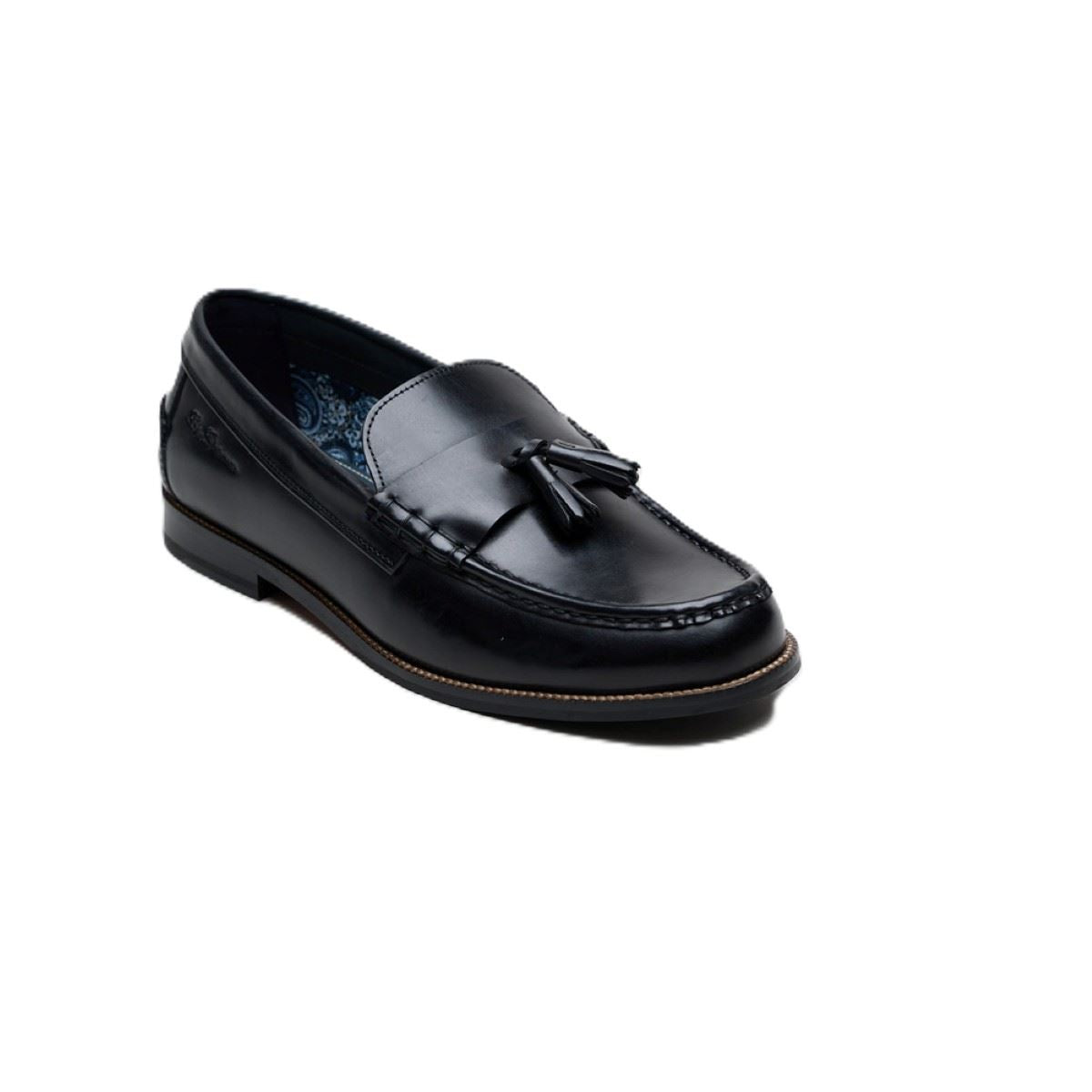 Ben Sherman Sid Brush Off Leather Men's Black Tassel Loafers
