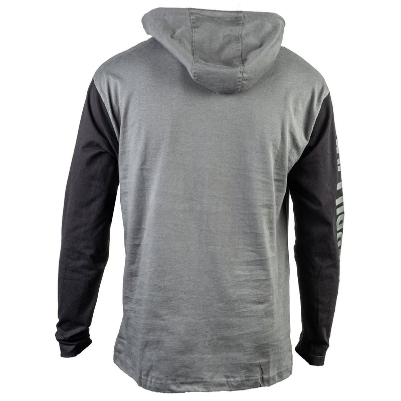 Caterpillar Hooded Long Sleeve Cotton Men's Grey T-Shirt