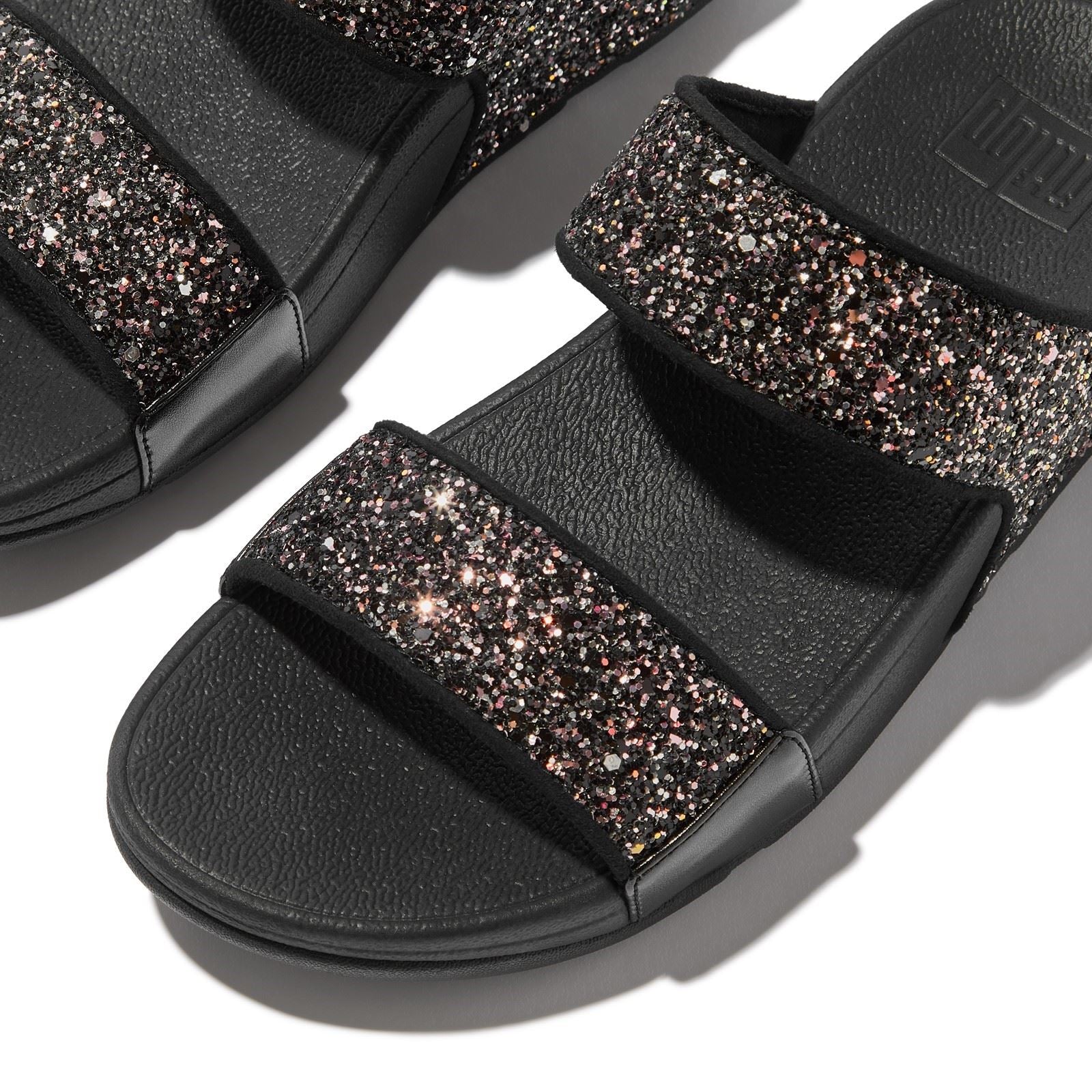 Fitflop Lulu 2 Bar Glitter Polyurethane Women's Black/Multi Sandals