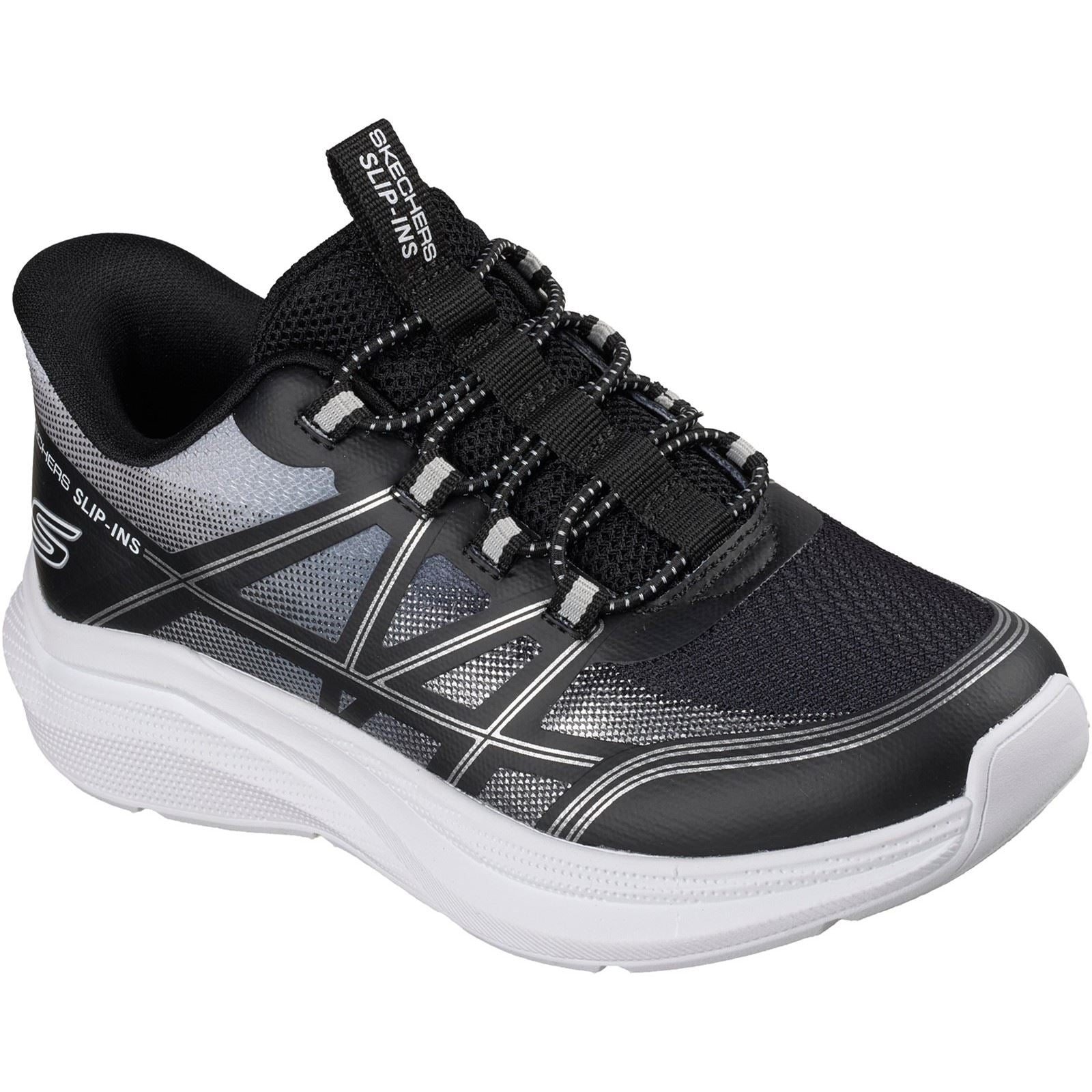 Skechers Microspec Velocity Grid-Shift Boy's Black/Silver & White Trainers