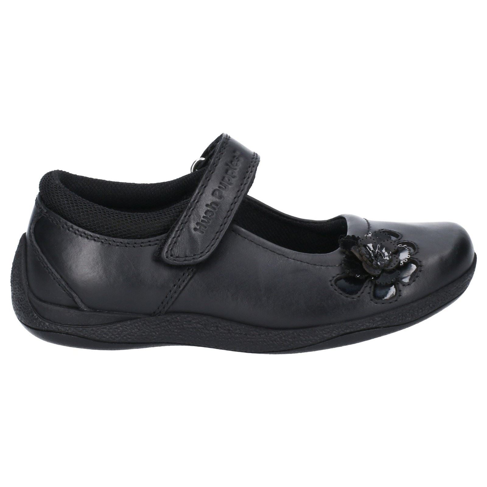 Hush Puppies Jessica Junior Girls Black Leather Shoes