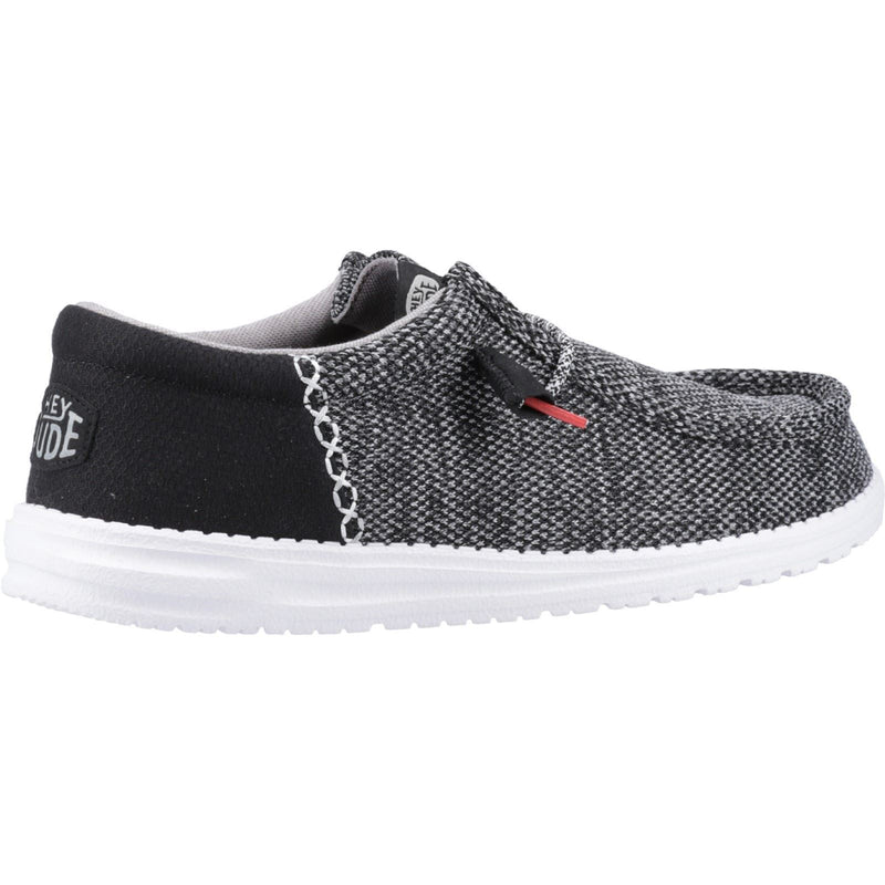 HEYDUDE Wally Funk Open Mesh Synthetic/Spandex/Cotton Men's Black/White Boat Shoes