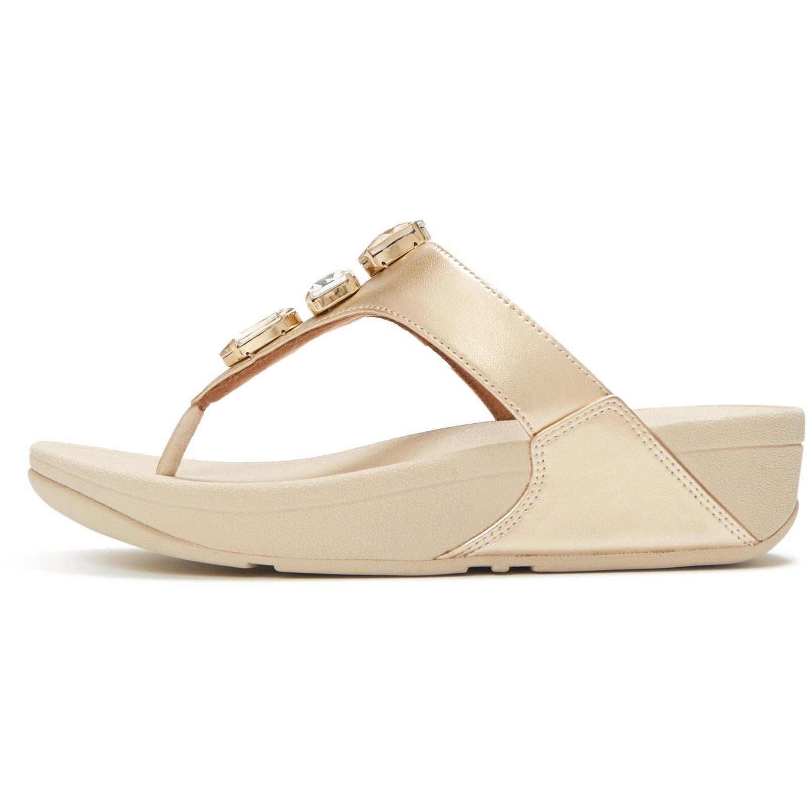 Fitflop Lulu Ultra-Jewel Toe-Post Polyurethane Women's Platino Sandals