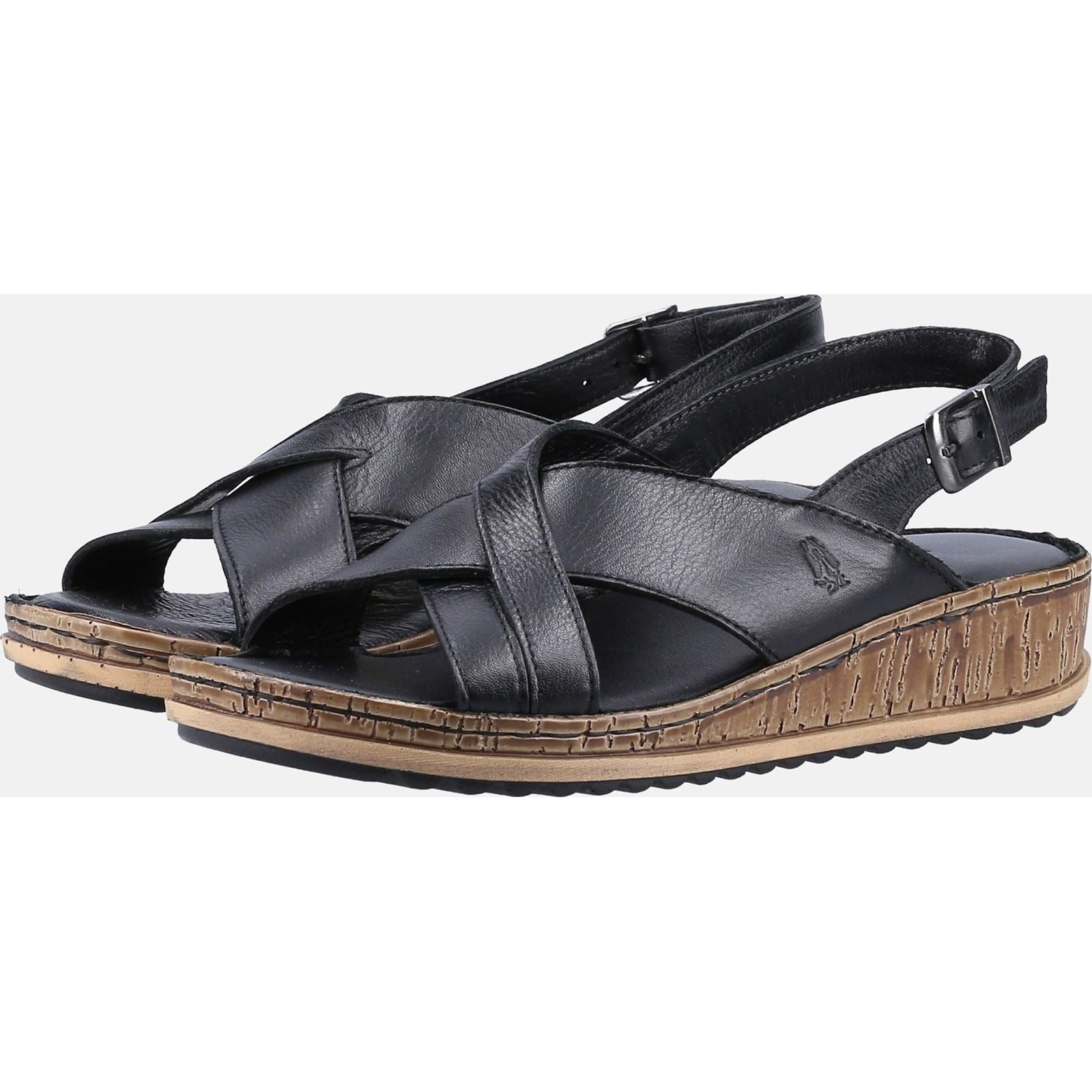 Hush Puppies Elena Leather Women's Black Wedges