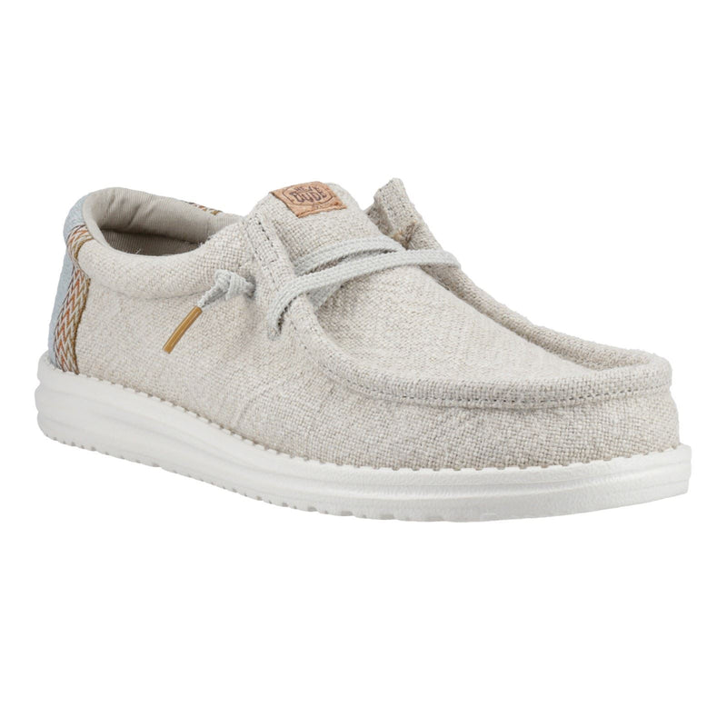 HEYDUDE Wally Jute Jute Men's Stone Grey/Iceberg Green Moccasins Shoes