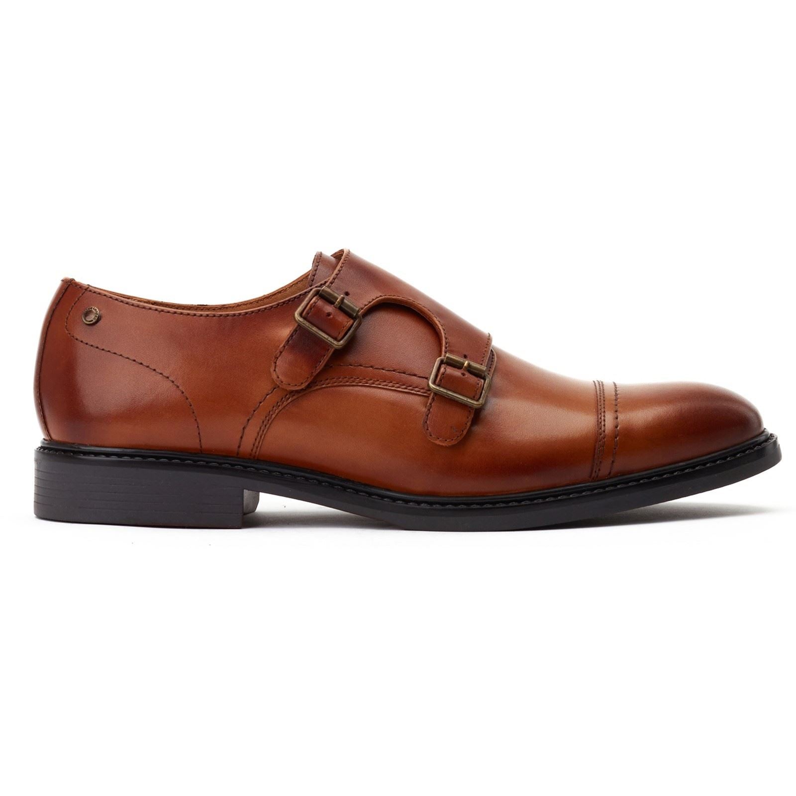Base London Diablo Leather Men's Burnt Tan Double Monk Shoes