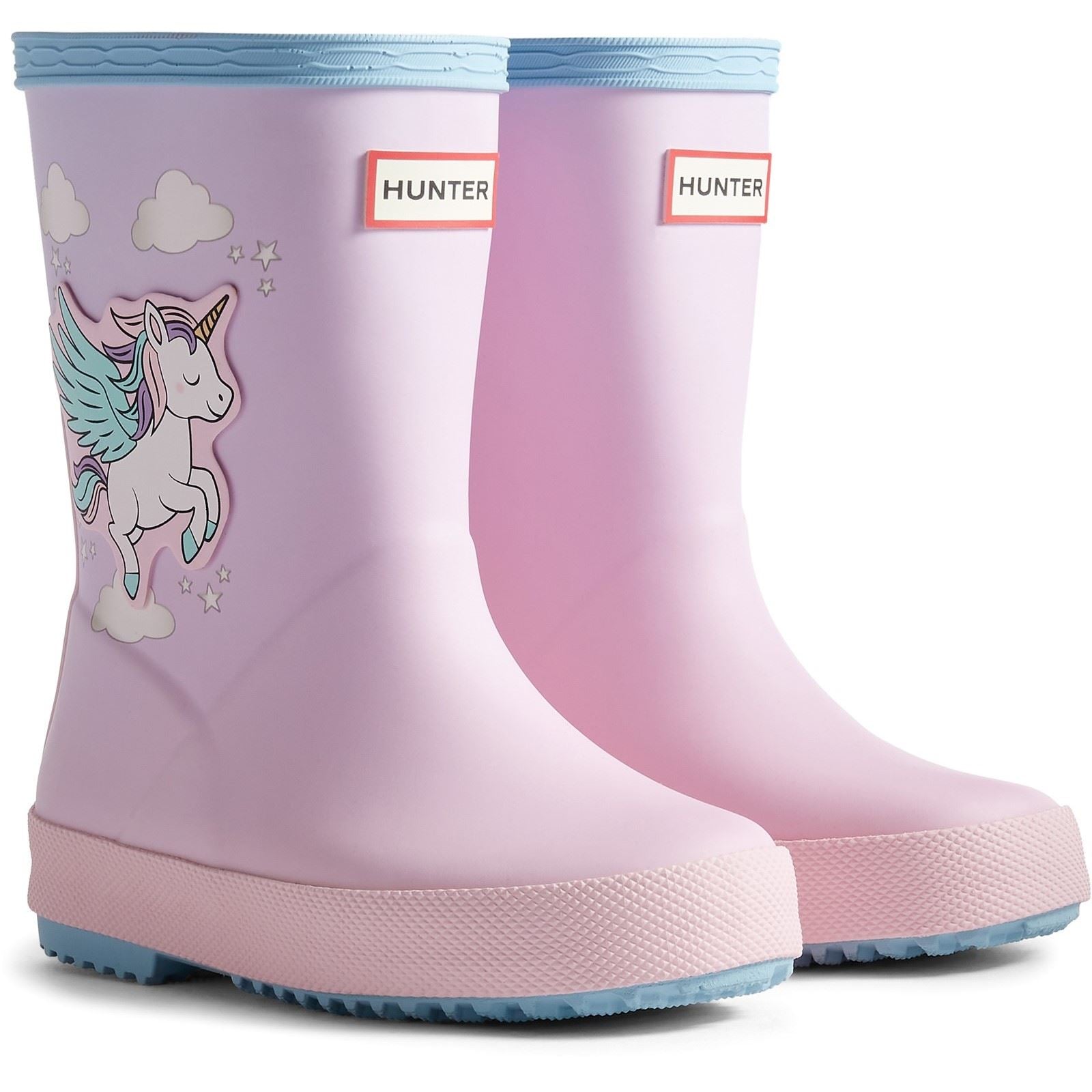 Hunter First Unicorn Print Girls's Blue Frost/ Parfait Pink Wellington Boots