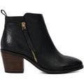 Dune Paicing Leather Women's Black Heeled Ankle Boots