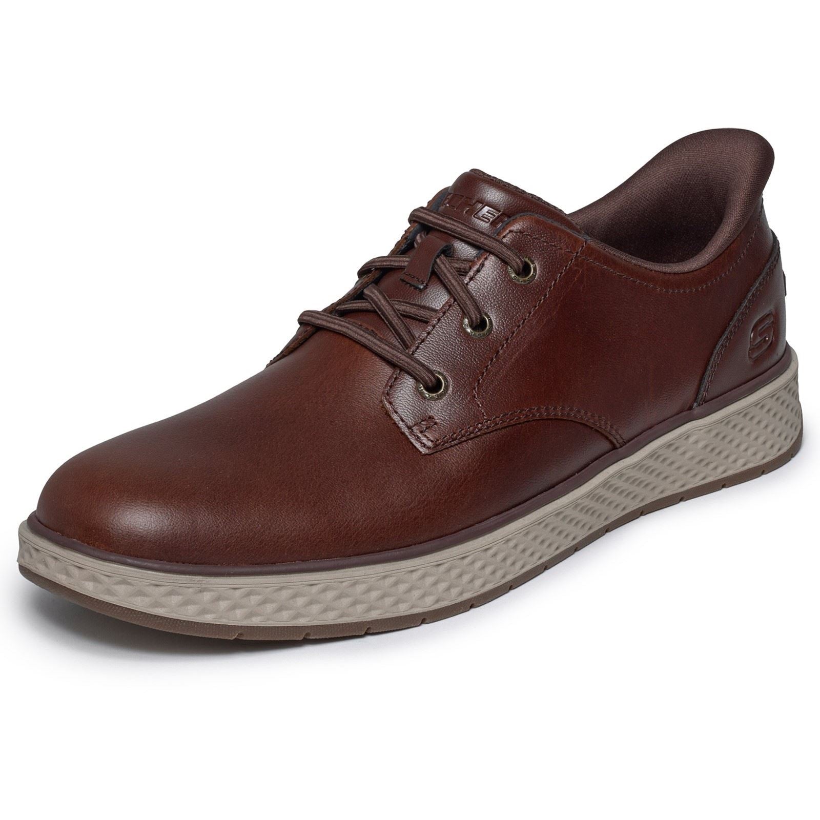 Skechers Burkett Lonzo Leather Men's Brown Leather Lace-Up Shoes