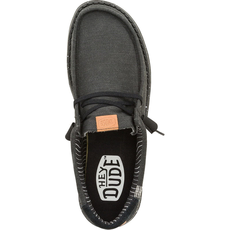 HEYDUDE Wally Elevated Basics Canvas Men's Black Boat Shoes