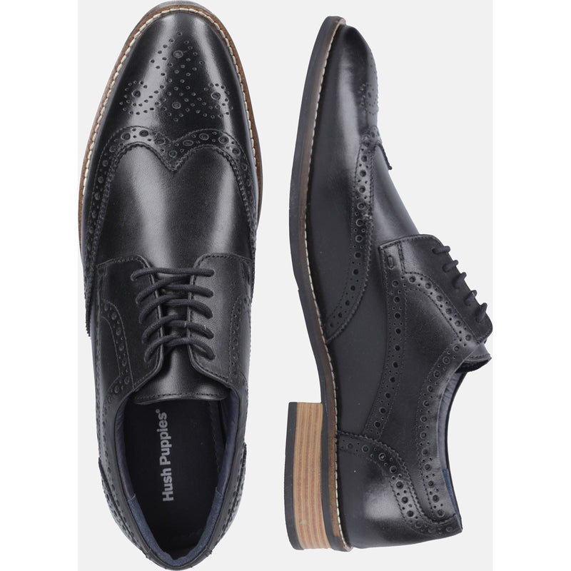 Hush Puppies Dustin Brogue Leather Men's Black Brogues Shoes