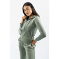 Juicy Couture Robertson Classic Jacket Synthetic Women's Green Hooded Sweatshirt