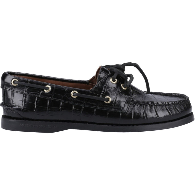 Sperry Authentic 2 Eye Leather Women's Black Boat Shoes