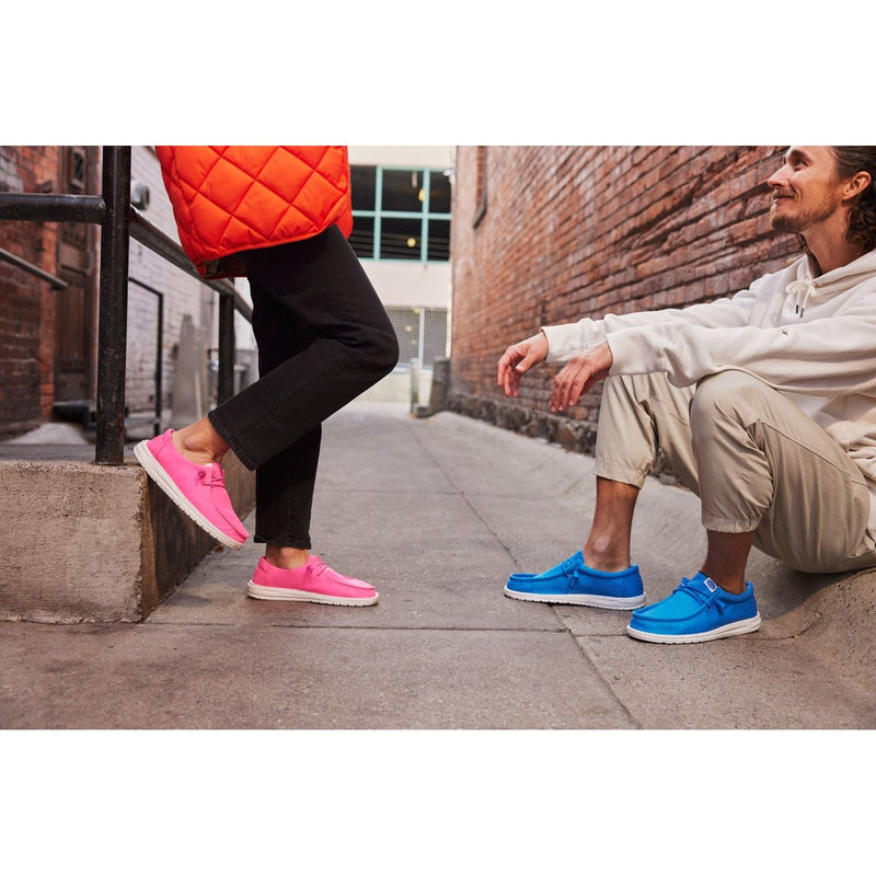 HEYDUDE Wally Canvas 100% Cotton Men's Blue Boat Shoes