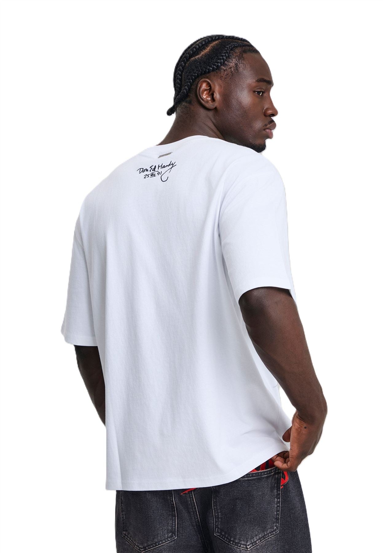 Ed Hardy Storming New York Graphic Relaxed Men's White T-Shirts