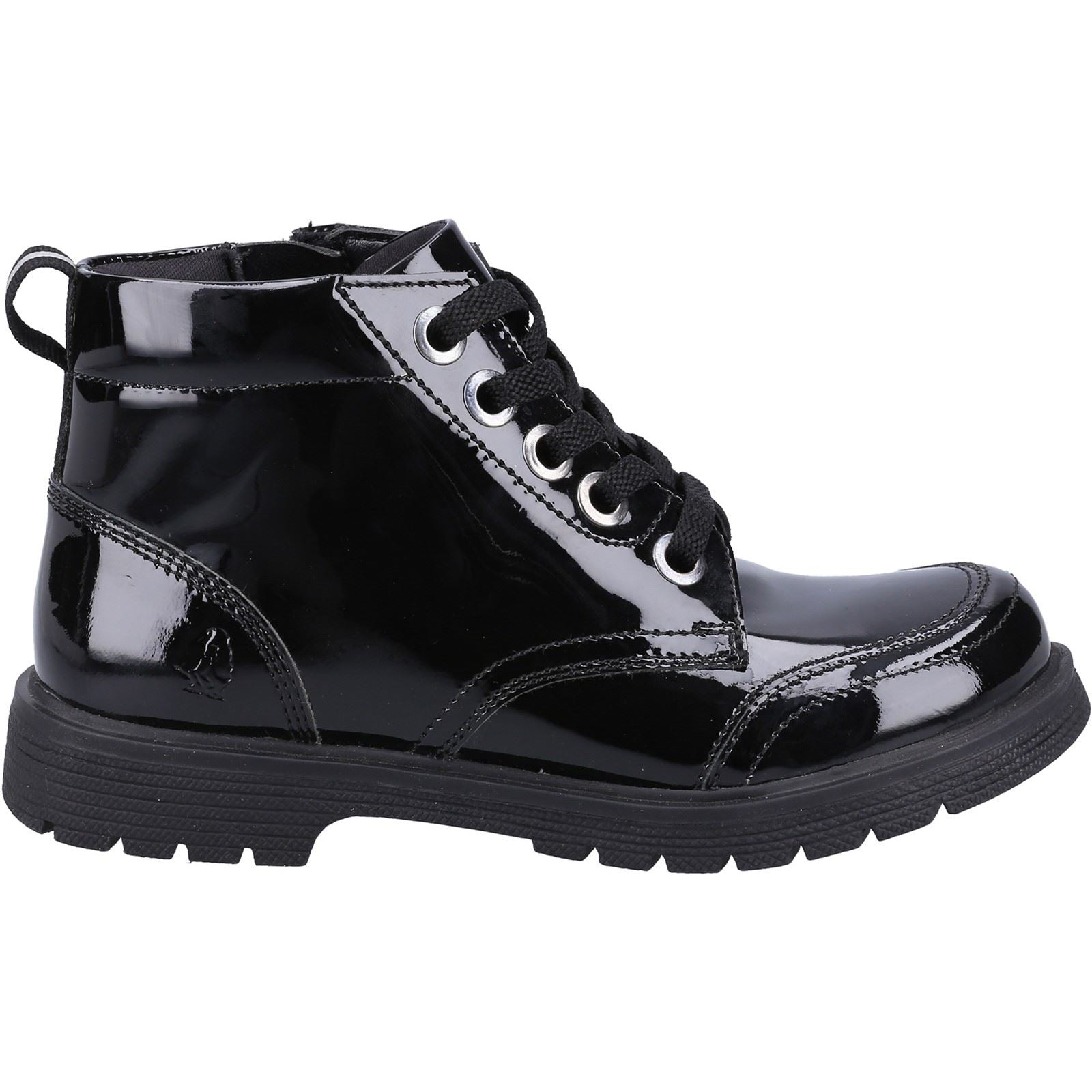 Hush Puppies Jolie Patent JNR Leather Girls's Black Boots