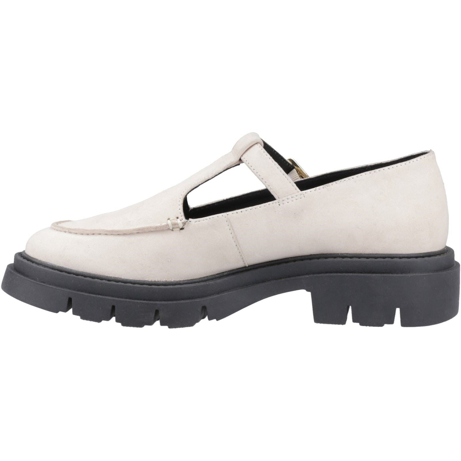 Hush Puppies Nella T-Bar Suede Women's Cream Shoes