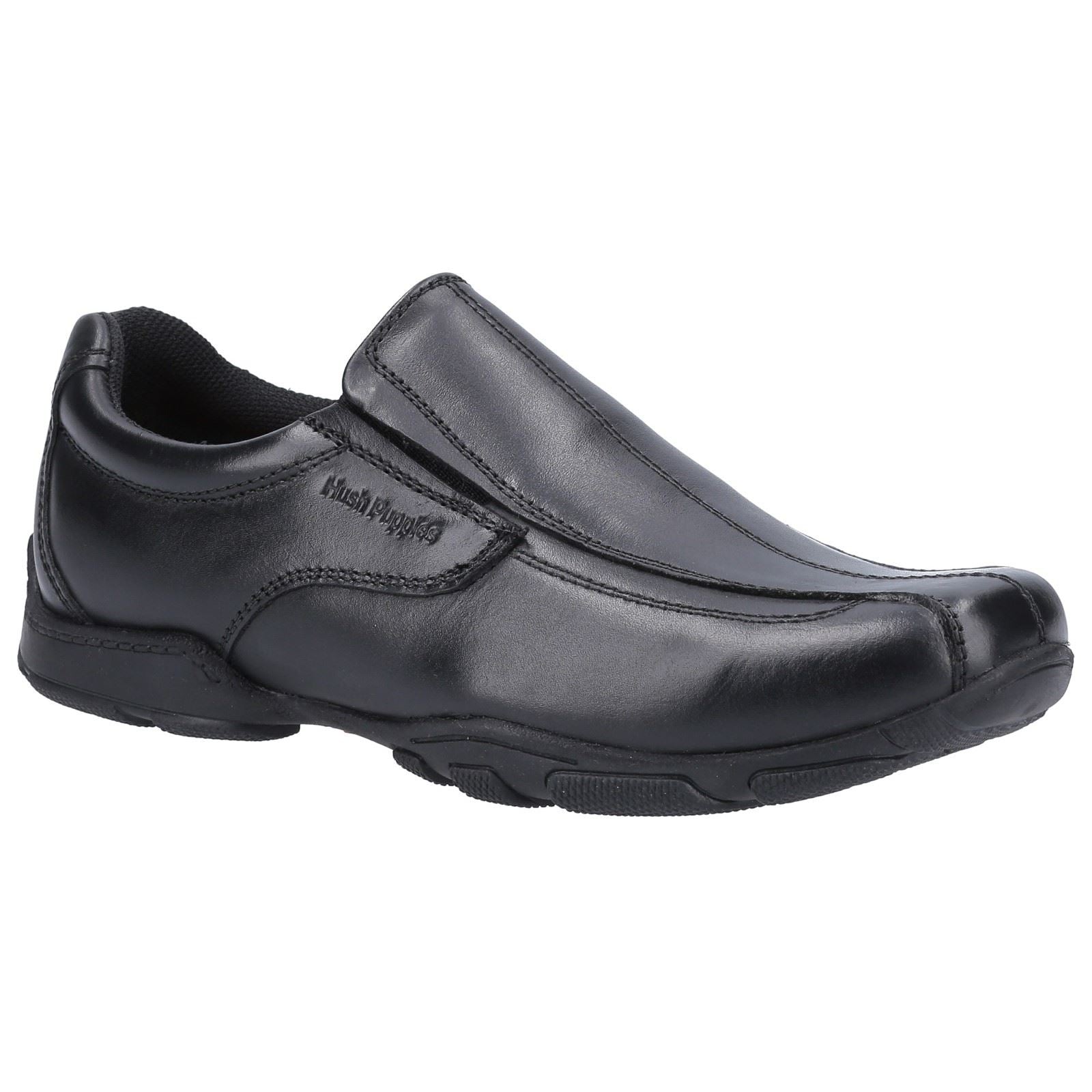 Hush Puppies Elijah Youth Boys Black Leather Loafers