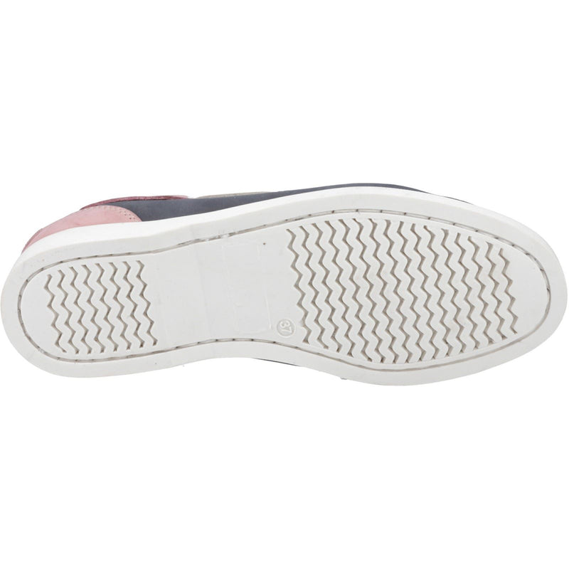 Hush Puppies Isabel Leather Women's Navy/Pink Boat Shoes