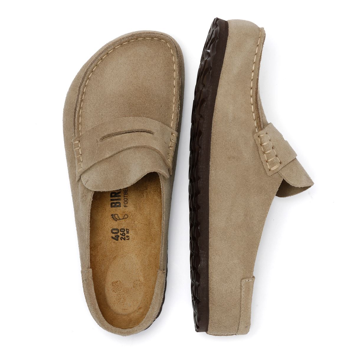 Birkenstock Naples Suede Taupe Regular Clogs