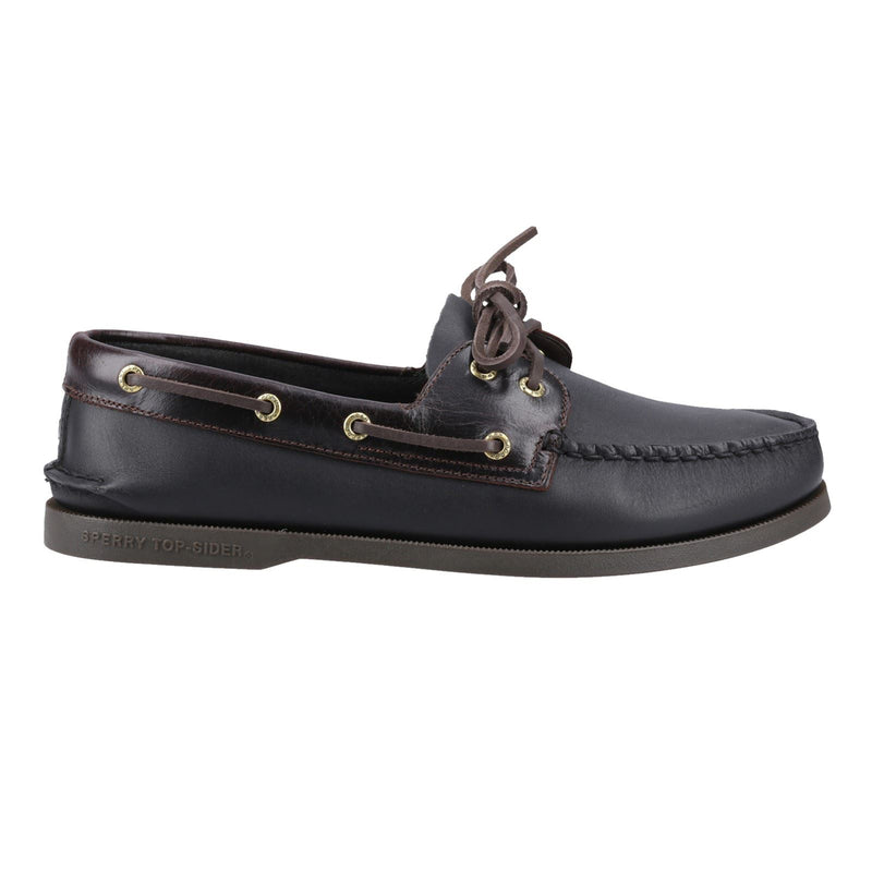 Sperry Authentic 2 Eye Leather Men's Amaretto/Black Boat Shoes