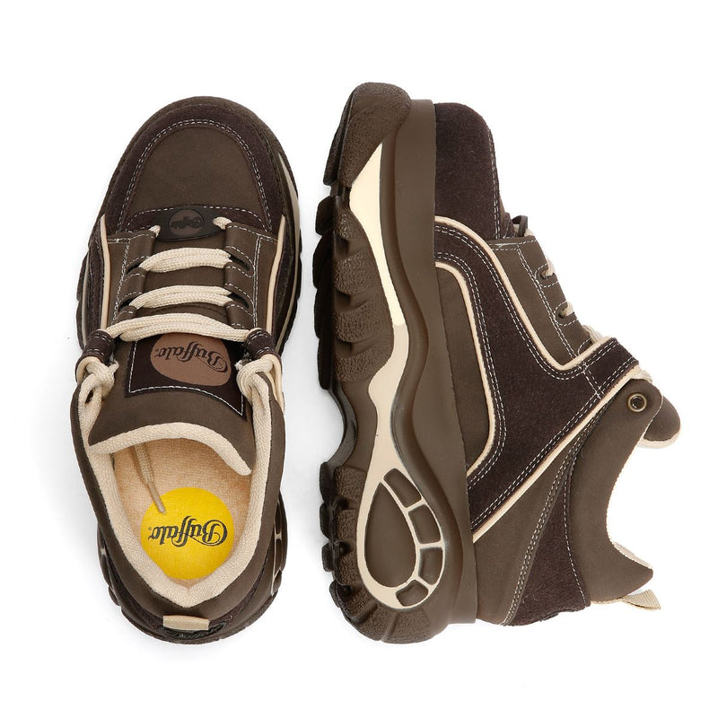 Buffalo 1339-14 Leather Women's Brown/Beige Sneakers