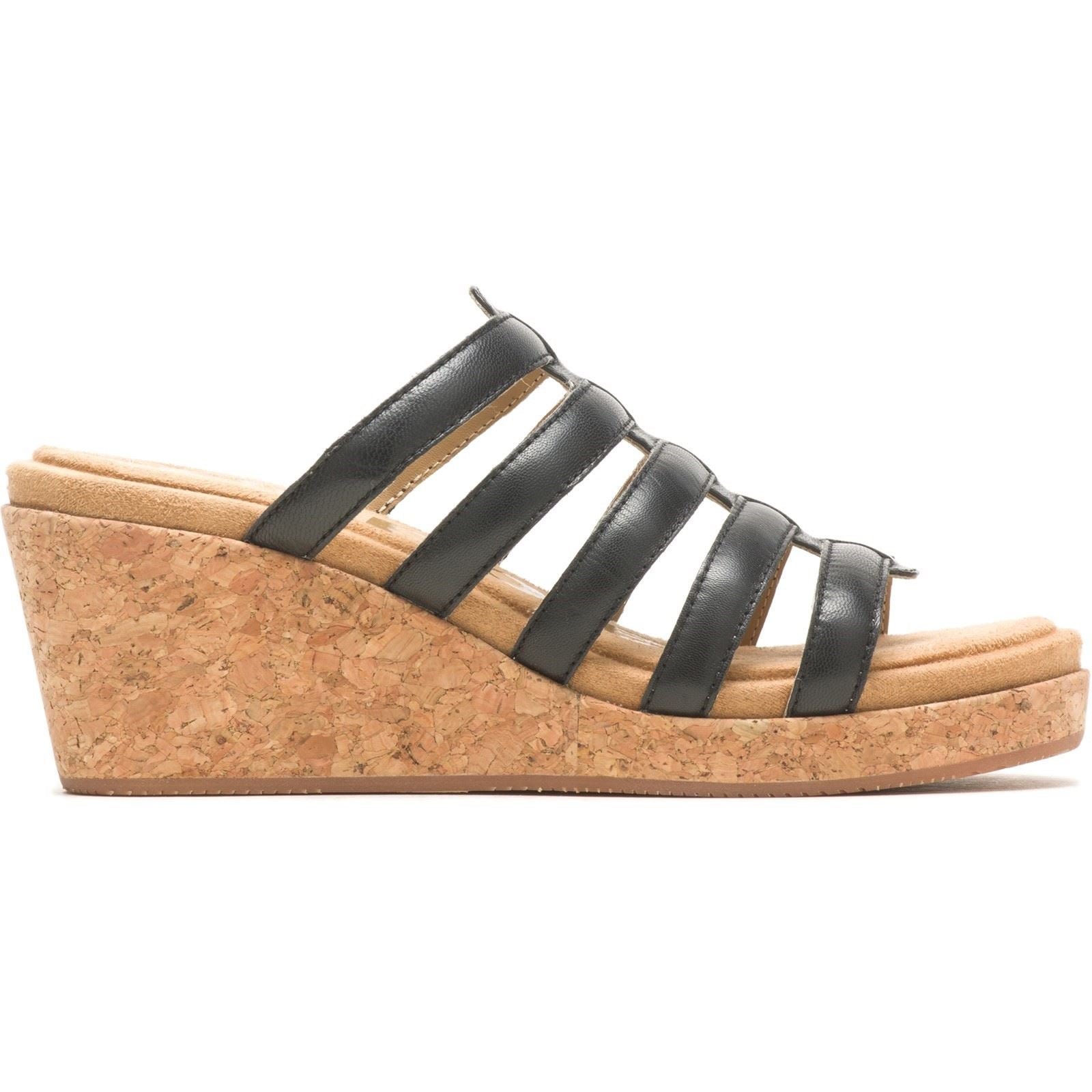 Hush Puppies Willow Slide Leather Women's Black Wedges