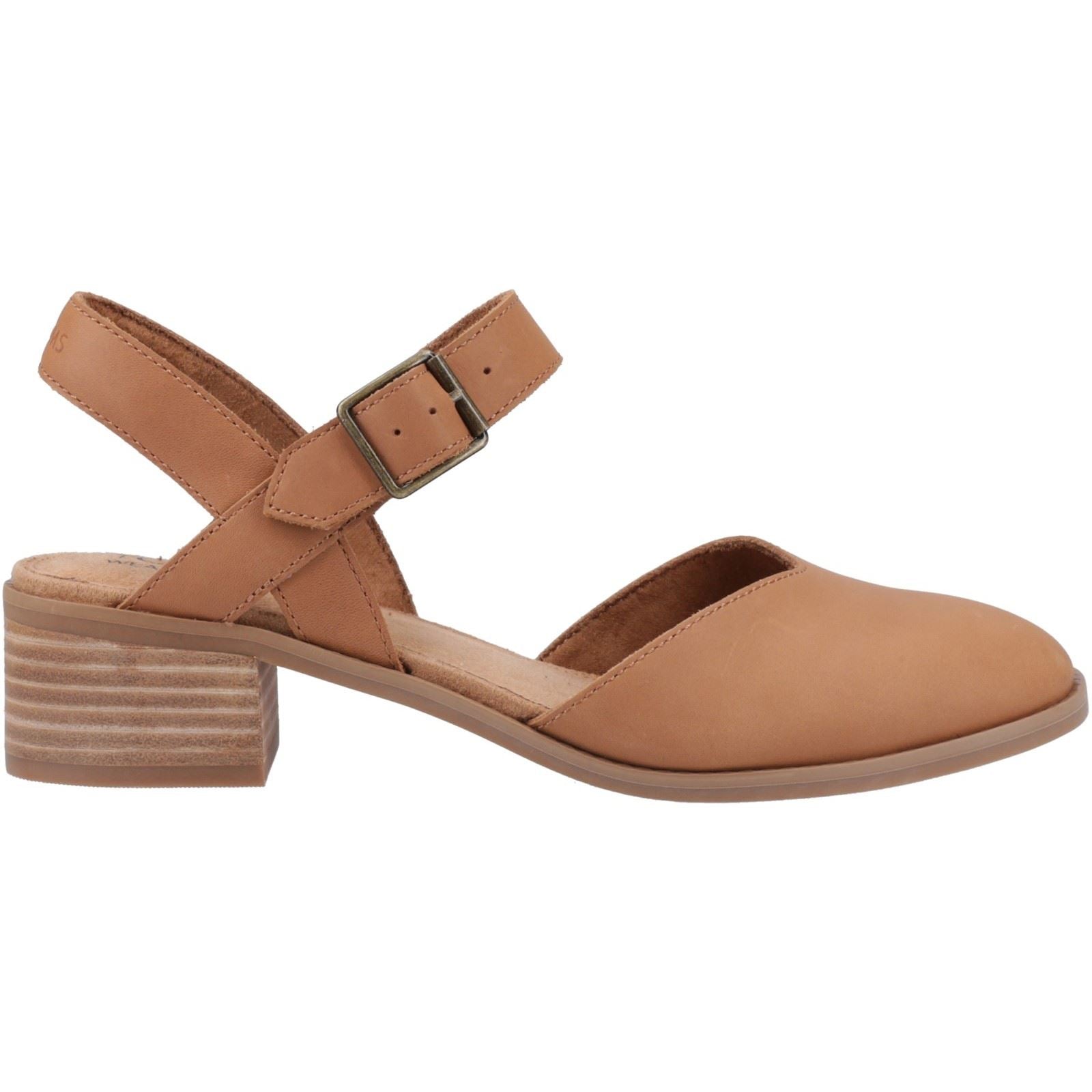 TOMS Jaclyn Leather Women's Brown Sugar Round Slingback Heels